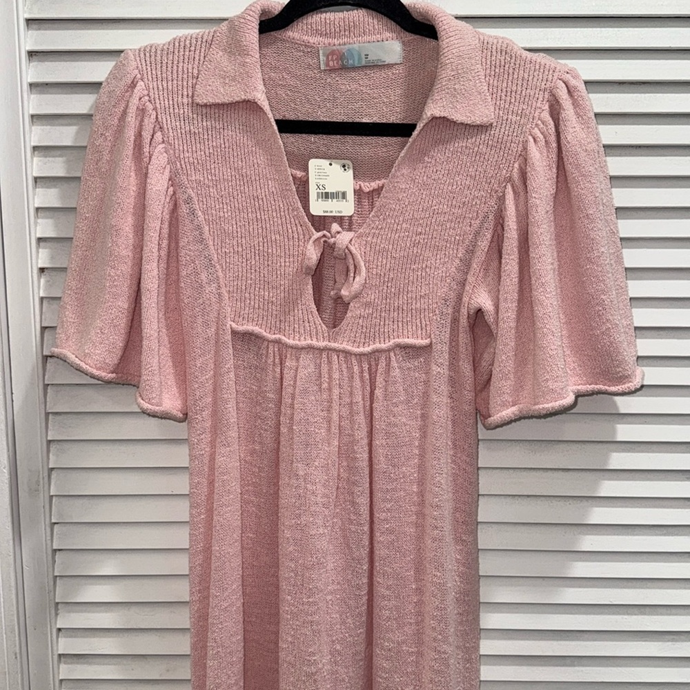 Free People Beach wear Pink Ruffled Tie Front dress